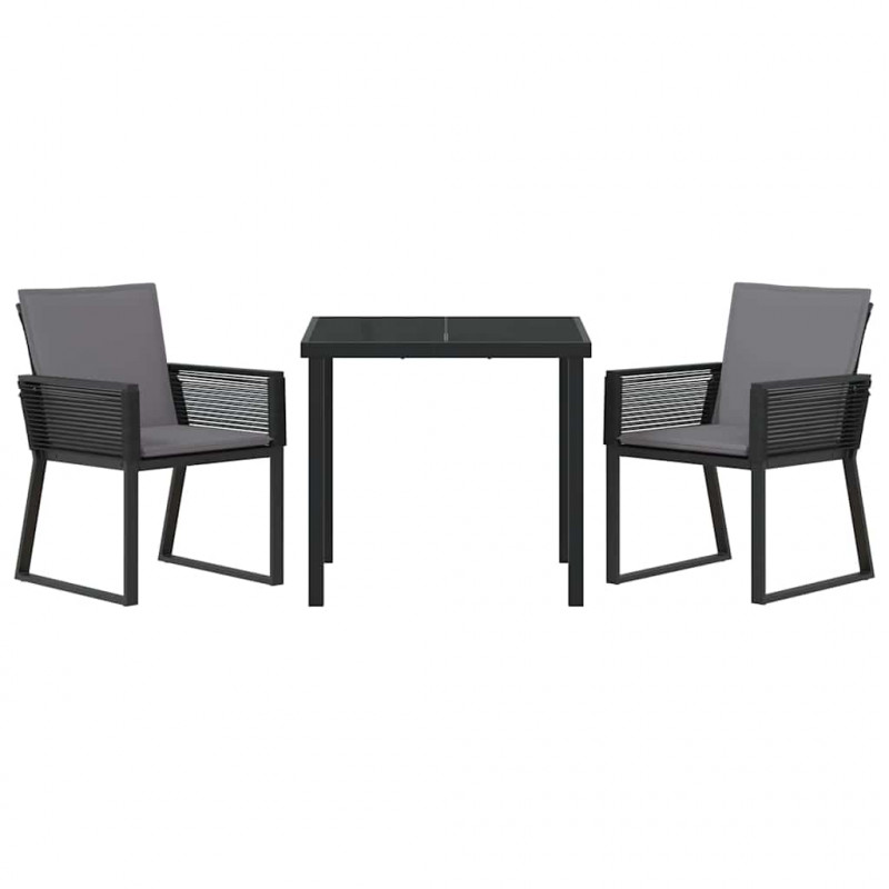 Zestaw do jadalni w ogrodzie 3 pcs Czarny