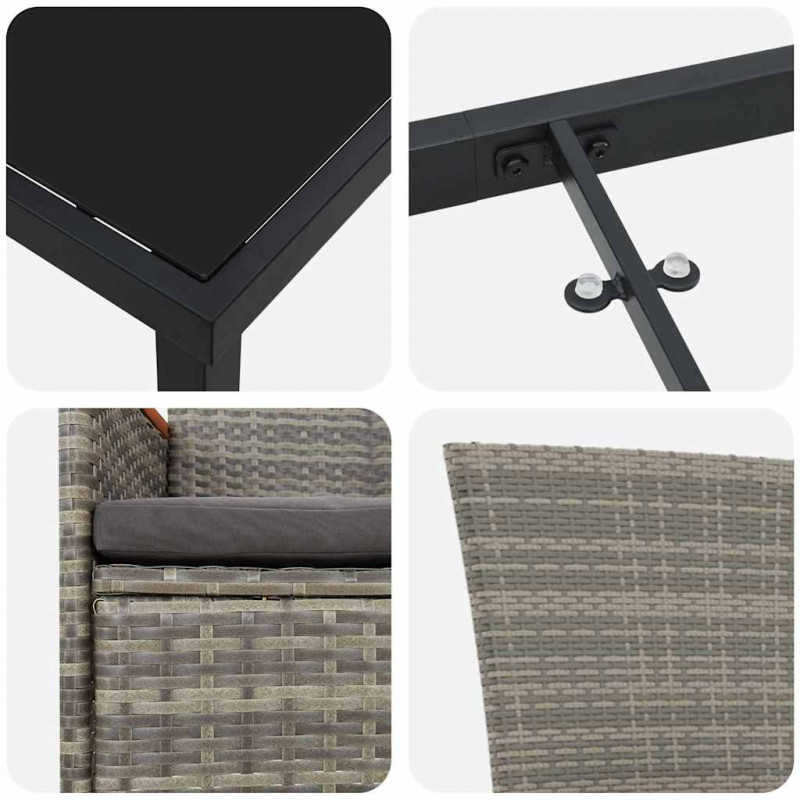 Zestaw do jadalni w ogrodzie z poduszką 9 pcs Szary