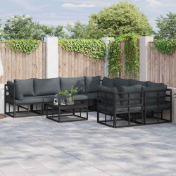 Zestaw Sof na Ogród z poduszką 8 pcs Czarny Stal