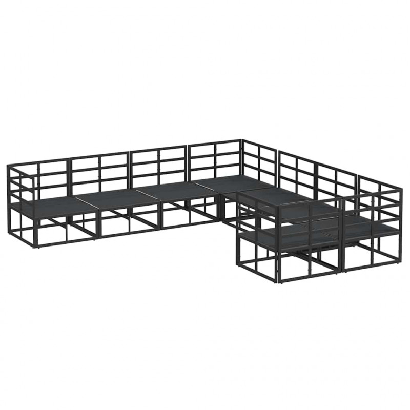 Zestaw Sof na Ogród z poduszką 8 pcs Czarny Stal