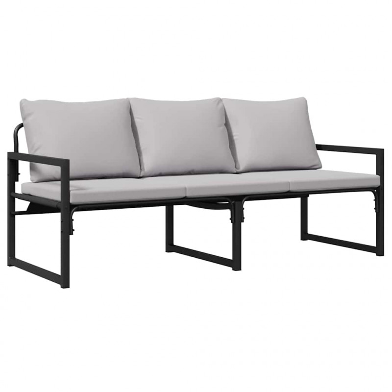 Zestaw Sof na Ogród z poduszką 6 pcs Czarny Stal