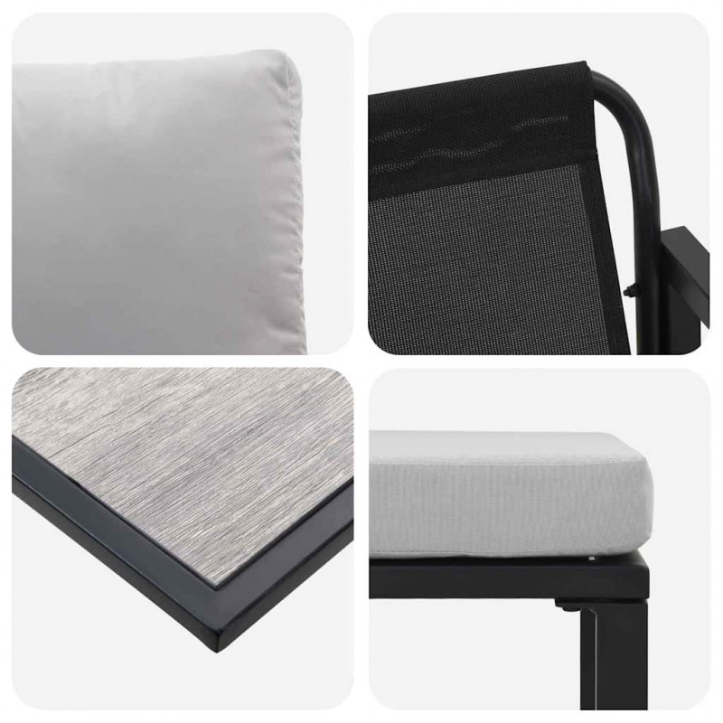 Zestaw Sof na Ogród z poduszką 6 pcs Czarny Stal