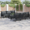 Zestaw Sof na Ogród z poduszką 7 pcs Czarny Stal
