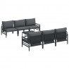 Zestaw Sof na Ogród z poduszką 7 pcs Czarny Stal