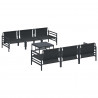 Zestaw Sof na Ogród z poduszką 7 pcs Czarny Stal