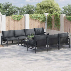 Zestaw Sof na Ogród z poduszką 8 pcs Czarny Stal