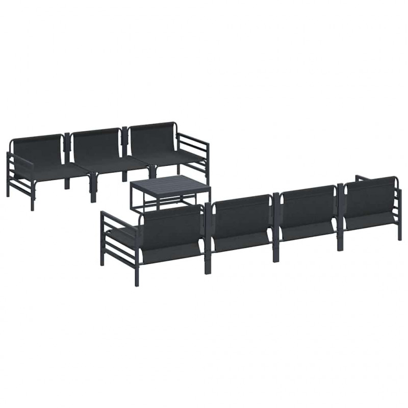 Zestaw Sof na Ogród z poduszką 8 pcs Czarny Stal