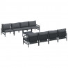 Zestaw Sof na Ogród z poduszką 9 pcs Czarny Stal