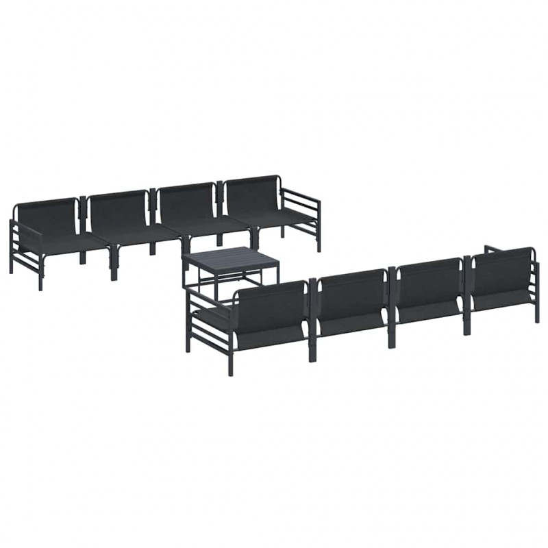 Zestaw Sof na Ogród z poduszką 9 pcs Czarny Stal