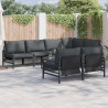 Zestaw Sof na Ogród z poduszką 7 pcs Czarny Stal
