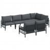 Zestaw Sof na Ogród z poduszką 7 pcs Czarny Stal