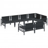 Zestaw Sof na Ogród z poduszką 7 pcs Czarny Stal