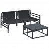 Zestaw Sof na Ogród z poduszką 3 pcs Czarny Stal