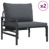 Zestaw Sof na Ogród z poduszką 4 pcs Czarny Stal
