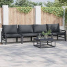 Zestaw Sof na Ogród z poduszką 4 pcs Czarny Stal