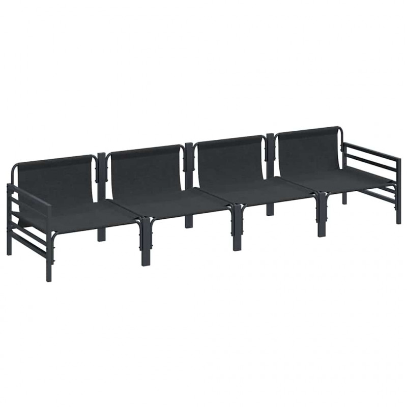 Zestaw Sof na Ogród z poduszką 4 pcs Czarny Stal