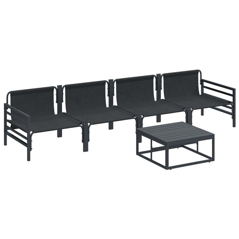 Zestaw Sof na Ogród z poduszką 5 pcs Czarny Stal