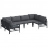 Zestaw Sof na Ogród z poduszką 6 pcs Czarny Stal