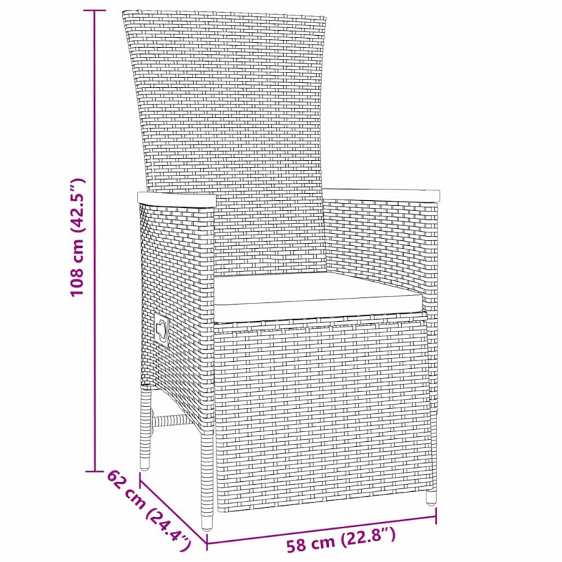 Zestaw do jadalni w ogrodzie z poduszką 7 pcs Szary polirattan