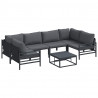 Zestaw Sof na Ogród z poduszką 7 pcs Czarny Stal