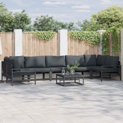 Zestaw Sof na Ogród z poduszką 7 pcs Czarny Stal