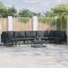 Zestaw Sof na Ogród z poduszką 7 pcs Czarny Stal