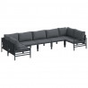 Zestaw Sof na Ogród z poduszką 7 pcs Czarny Stal