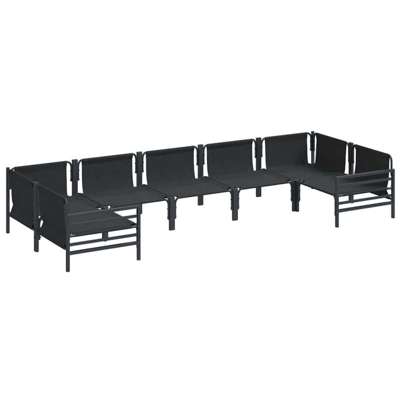 Zestaw Sof na Ogród z poduszką 7 pcs Czarny Stal