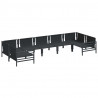 Zestaw Sof na Ogród z poduszką 7 pcs Czarny Stal