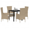 Zestaw do jadalni w ogrodzie z poduszką 5 pcs Beżowy polirattan
