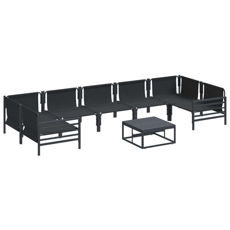 Zestaw Sof na Ogród z poduszką 8 pcs Czarny Stal
