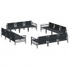 Zestaw Sof na Ogród z poduszką 12 pcs Czarny Stal