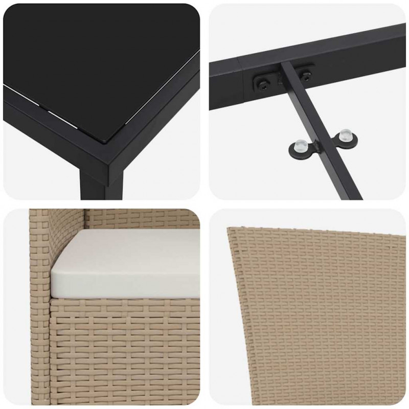 Zestaw do jadalni w ogrodzie z poduszką 7 pcs Beżowy polirattan