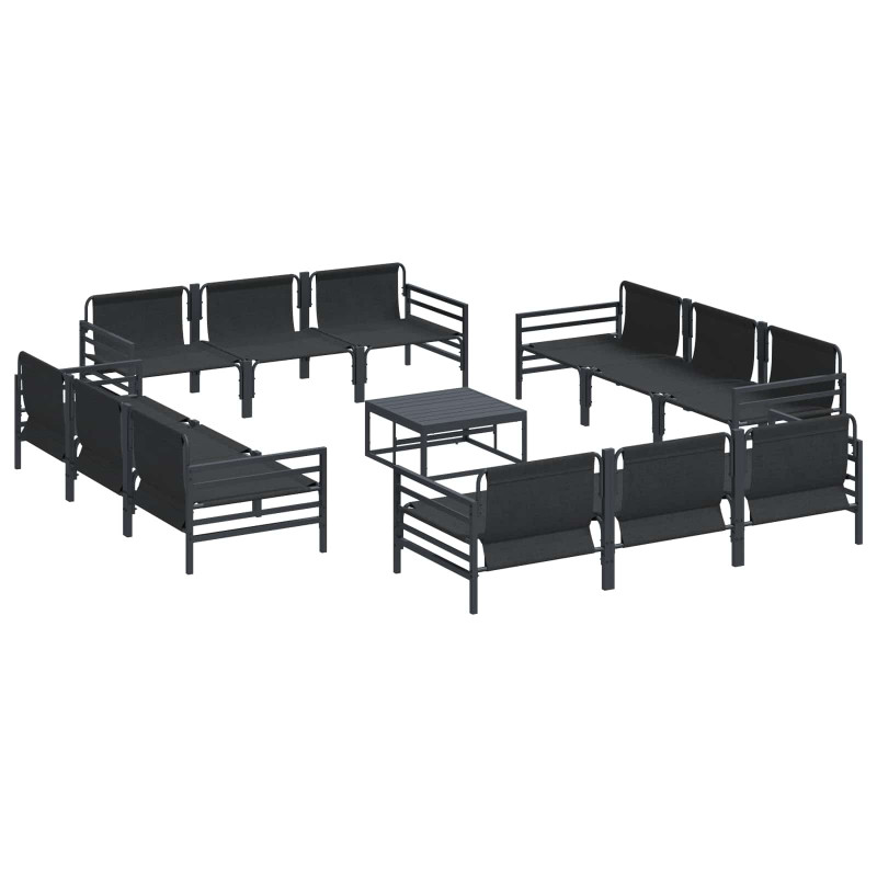 Zestaw Sof na Ogród z poduszką 13 pcs Czarny Stal
