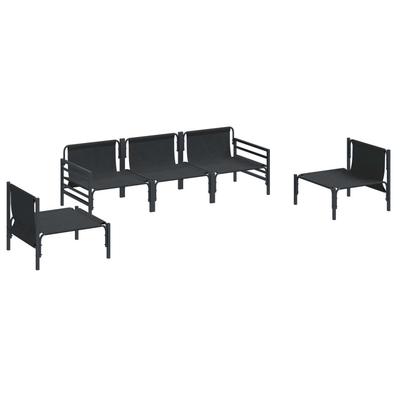 Zestaw Sof na Ogród z poduszką 5 pcs Czarny Stal