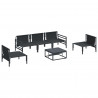Zestaw Sof na Ogród z poduszką 6 pcs Czarny Stal