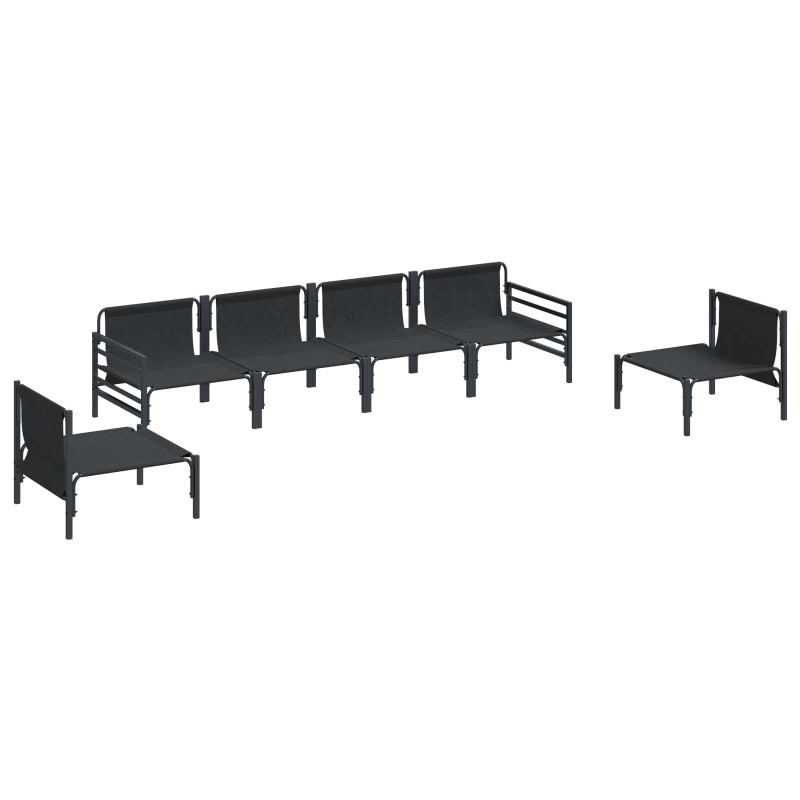 Zestaw Sof na Ogród z poduszką 6 pcs Czarny Stal