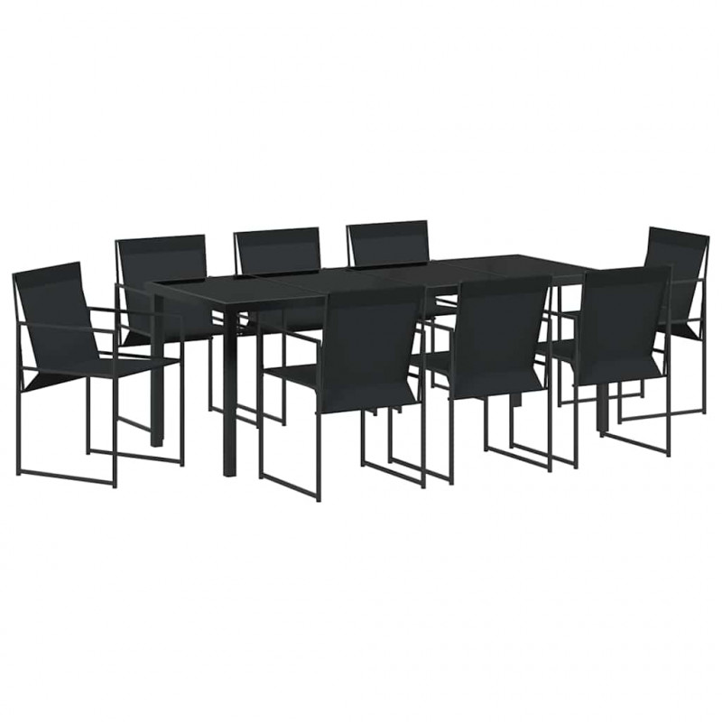 Zestaw do jadalni w ogrodzie 9 pcs Czarny