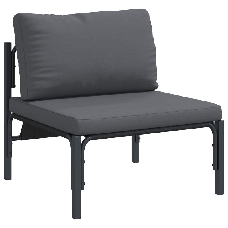 Zestaw Sof na Ogród z poduszką 6 pcs Czarny Stal