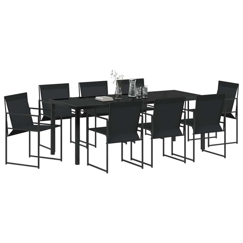 Zestaw do jadalni w ogrodzie 9 pcs Czarny