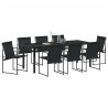 Zestaw do jadalni w ogrodzie 9 pcs Czarny