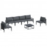 Zestaw Sof na Ogród z poduszką 7 pcs Czarny Stal
