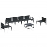 Zestaw Sof na Ogród z poduszką 7 pcs Czarny Stal
