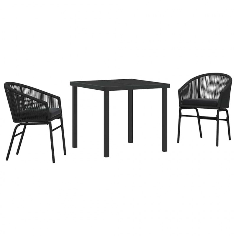 Zestaw do jadalni w ogrodzie 3 pcs Czarny