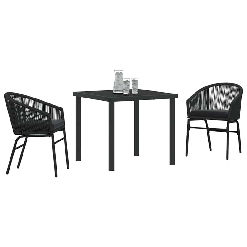 Zestaw do jadalni w ogrodzie 3 pcs Czarny