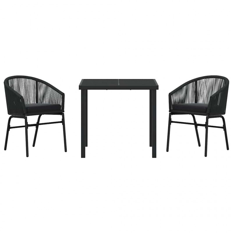 Zestaw do jadalni w ogrodzie 3 pcs Czarny