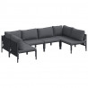 Zestaw Sof na Ogród z poduszką 6 pcs Czarny Stal