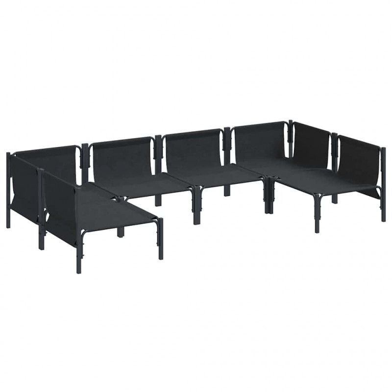 Zestaw Sof na Ogród z poduszką 6 pcs Czarny Stal