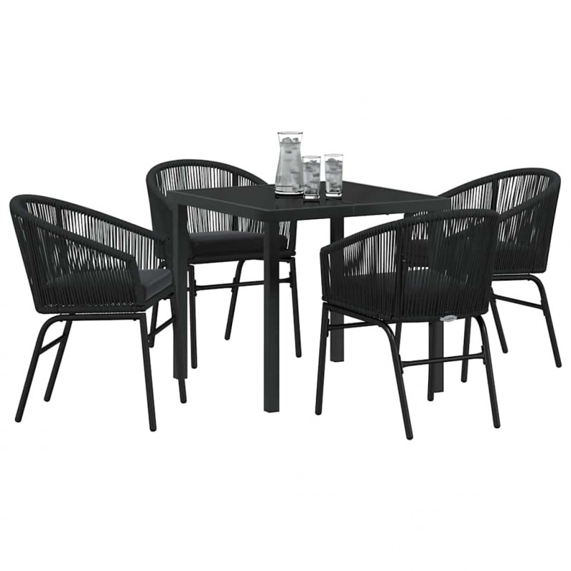 Zestaw do jadalni w ogrodzie 5 pcs Czarny