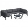 Zestaw Sof na Ogród z poduszką 7 pcs Czarny Stal